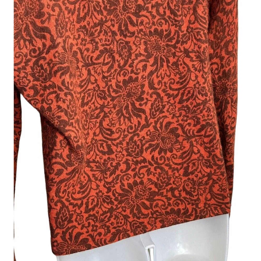 Vintage Jillian Jones Cardigan Sweater Womens Large Rust Brown‎ Paisley Buttons